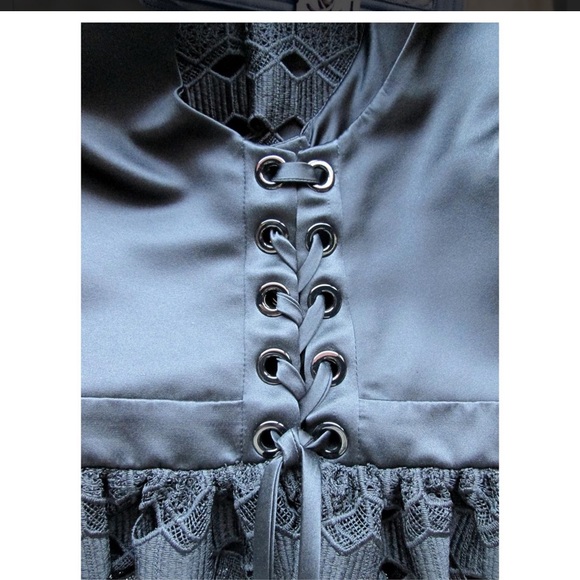 Sandro Black Lace Plunge Neckline Luminary Dress 4 - Picture 11 of 14